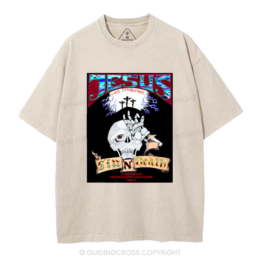 Jesus Has Conquered Christian Washed T-Shirt