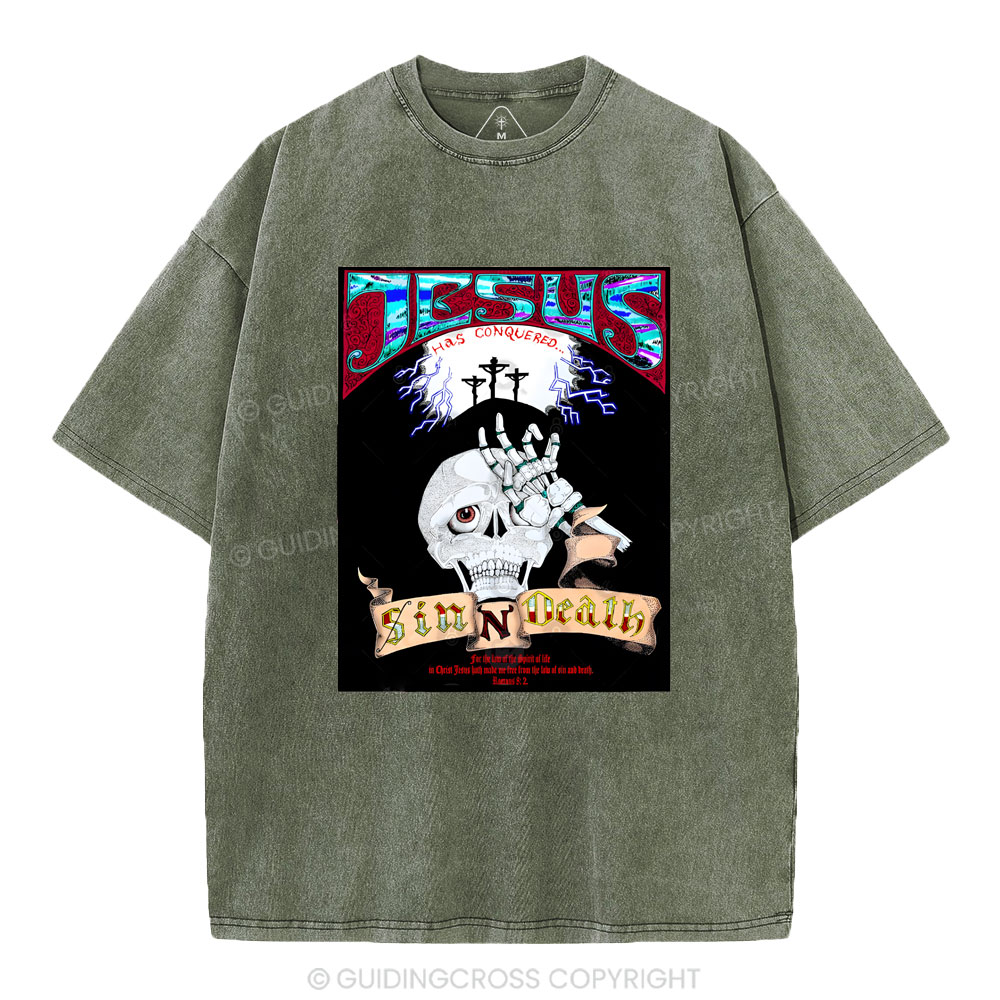 Jesus Has Conquered Christian Washed T-Shirt