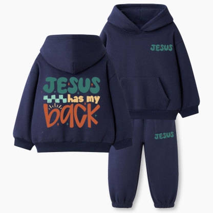 Jesus Has My Back Christian Kid Fleece Hoodie Set