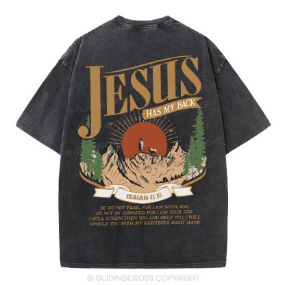 Jesus Has My Back Christian Washed T-Shirt