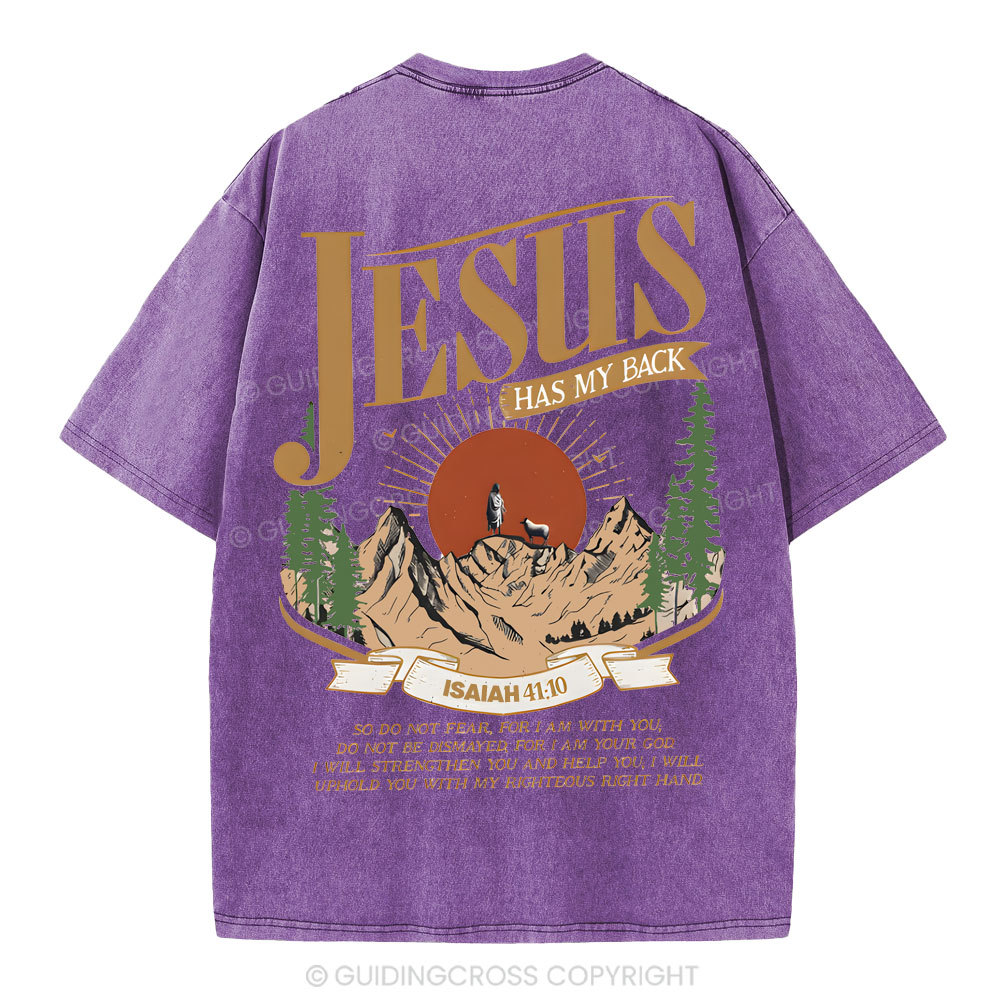 Jesus Has My Back Christian Washed T-Shirt