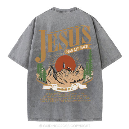 Jesus Has My Back Christian Washed T-Shirt