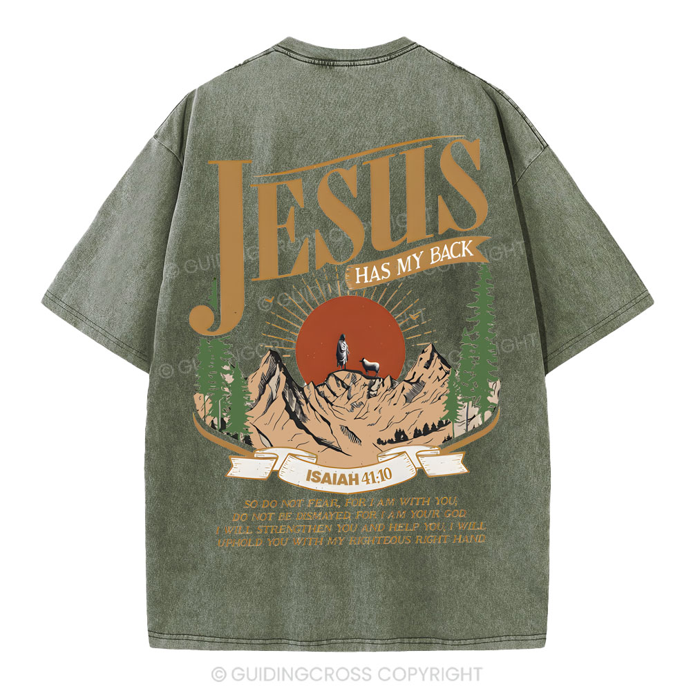 Jesus Has My Back Christian Washed T-Shirt