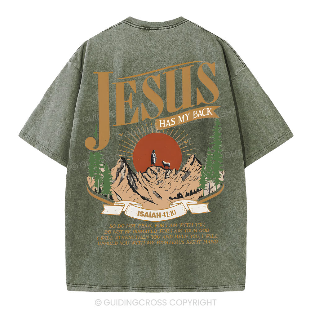 Jesus Has My Back Christian Washed T-Shirt