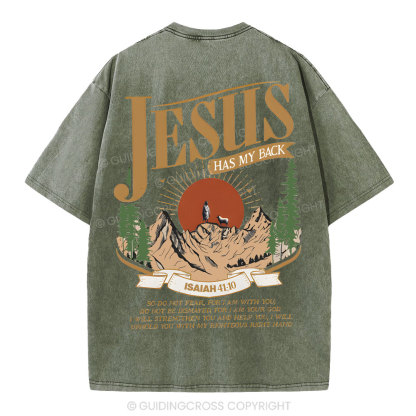 Jesus Has My Back Christian Washed T-Shirt