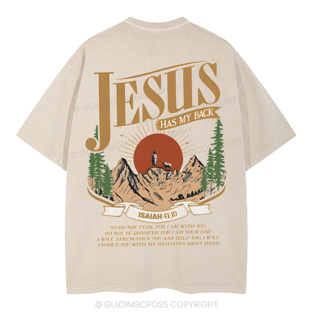 Jesus Has My Back Christian Washed T-Shirt