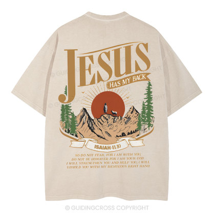 Jesus Has My Back Christian Washed T-Shirt