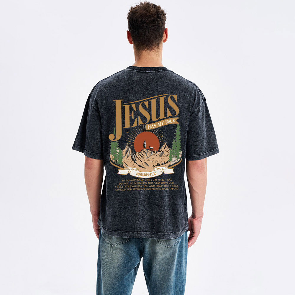 Jesus Has My Back Christian Washed T-Shirt
