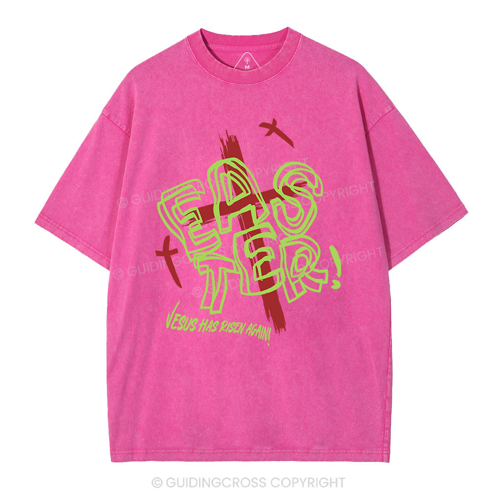 Jesus Has Risen Again Christian Washed T-Shirt