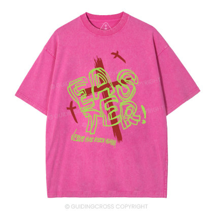 Jesus Has Risen Again Christian Washed T-Shirt