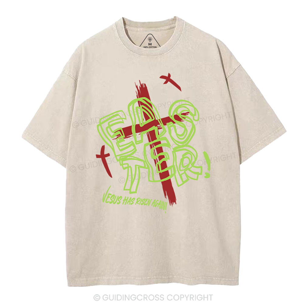 Jesus Has Risen Again Christian Washed T-Shirt