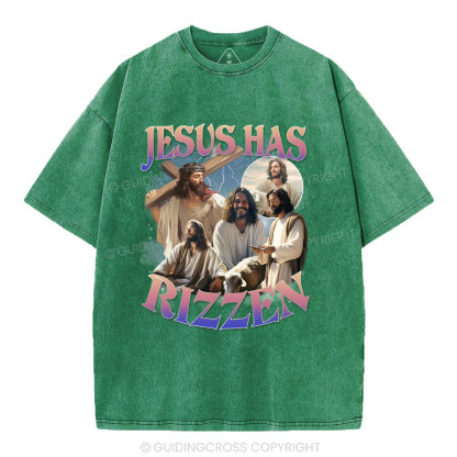 Jesus Has Rizzen Christian Washed T-Shirt