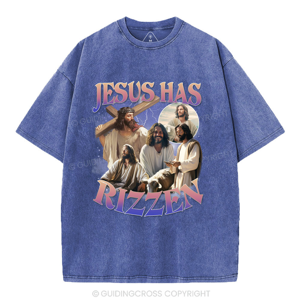 Jesus Has Rizzen Christian Washed T-Shirt