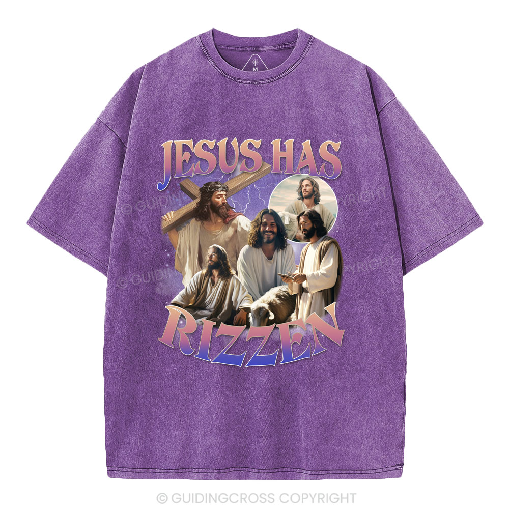 Jesus Has Rizzen Christian Washed T-Shirt