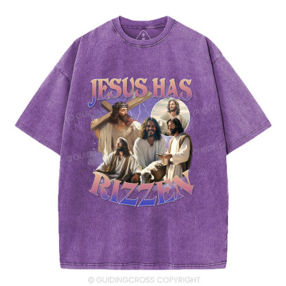 Jesus Has Rizzen Christian Washed T-Shirt