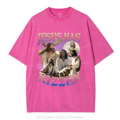 Jesus Has Rizzen Christian Washed T-Shirt