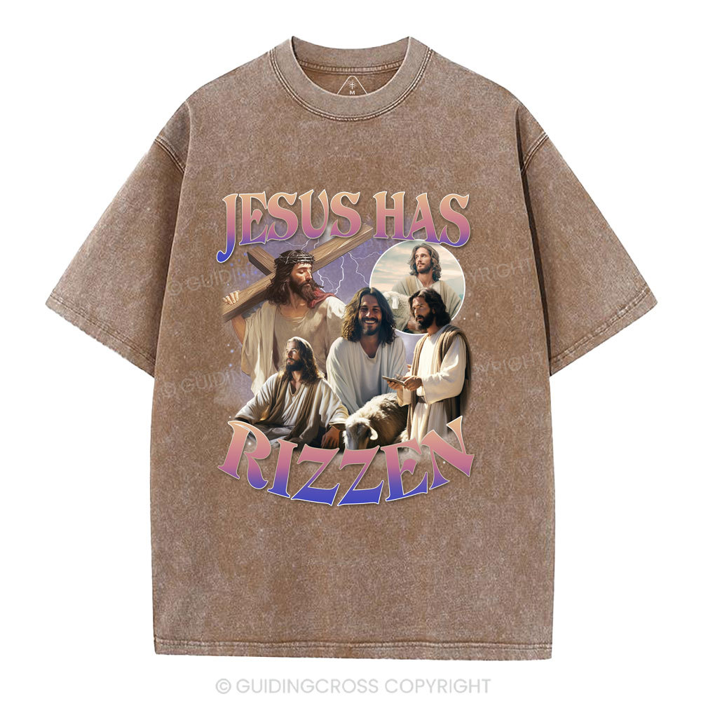 Jesus Has Rizzen Christian Washed T-Shirt