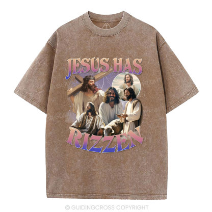 Jesus Has Rizzen Christian Washed T-Shirt