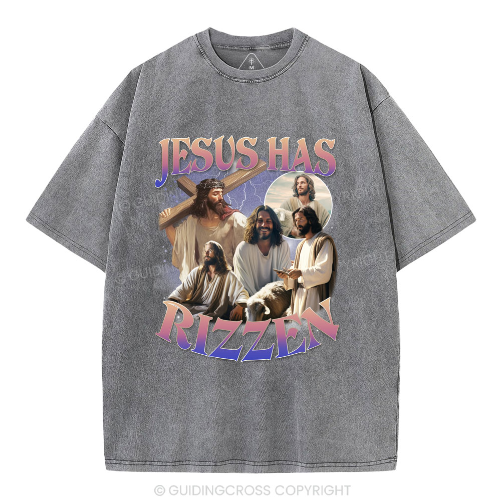 Jesus Has Rizzen Christian Washed T-Shirt