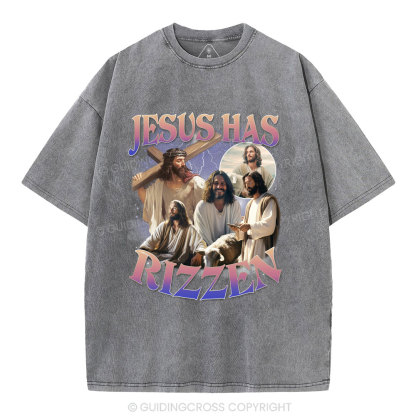 Jesus Has Rizzen Christian Washed T-Shirt