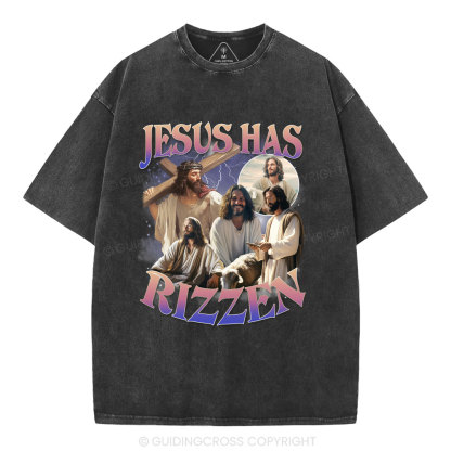 Jesus Has Rizzen Christian Washed T-Shirt