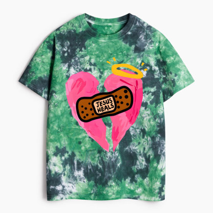 Jesus Heals Christian Heavy Cotton Tie Dye T-Shirt