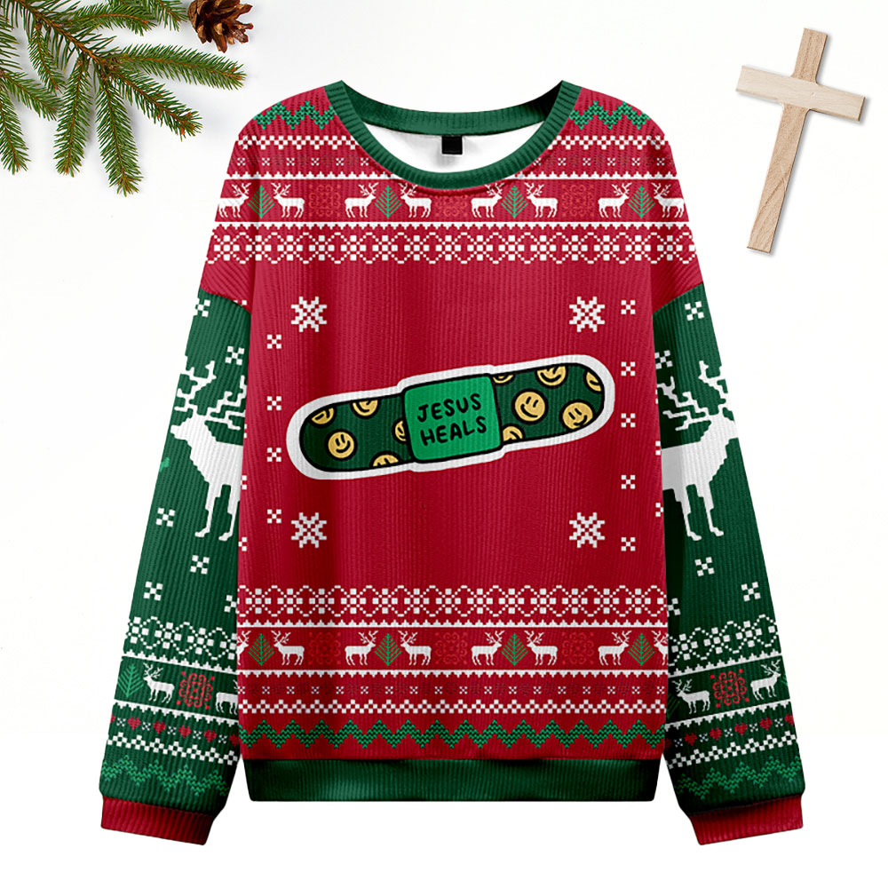 Jesus Heals Christian Ugly Christmas Sweatshirt