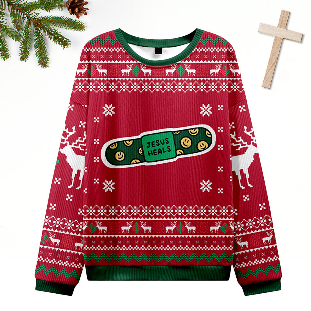 Jesus Heals Christian Ugly Christmas Sweatshirt