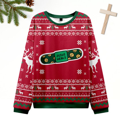 Jesus Heals Christian Ugly Christmas Sweatshirt