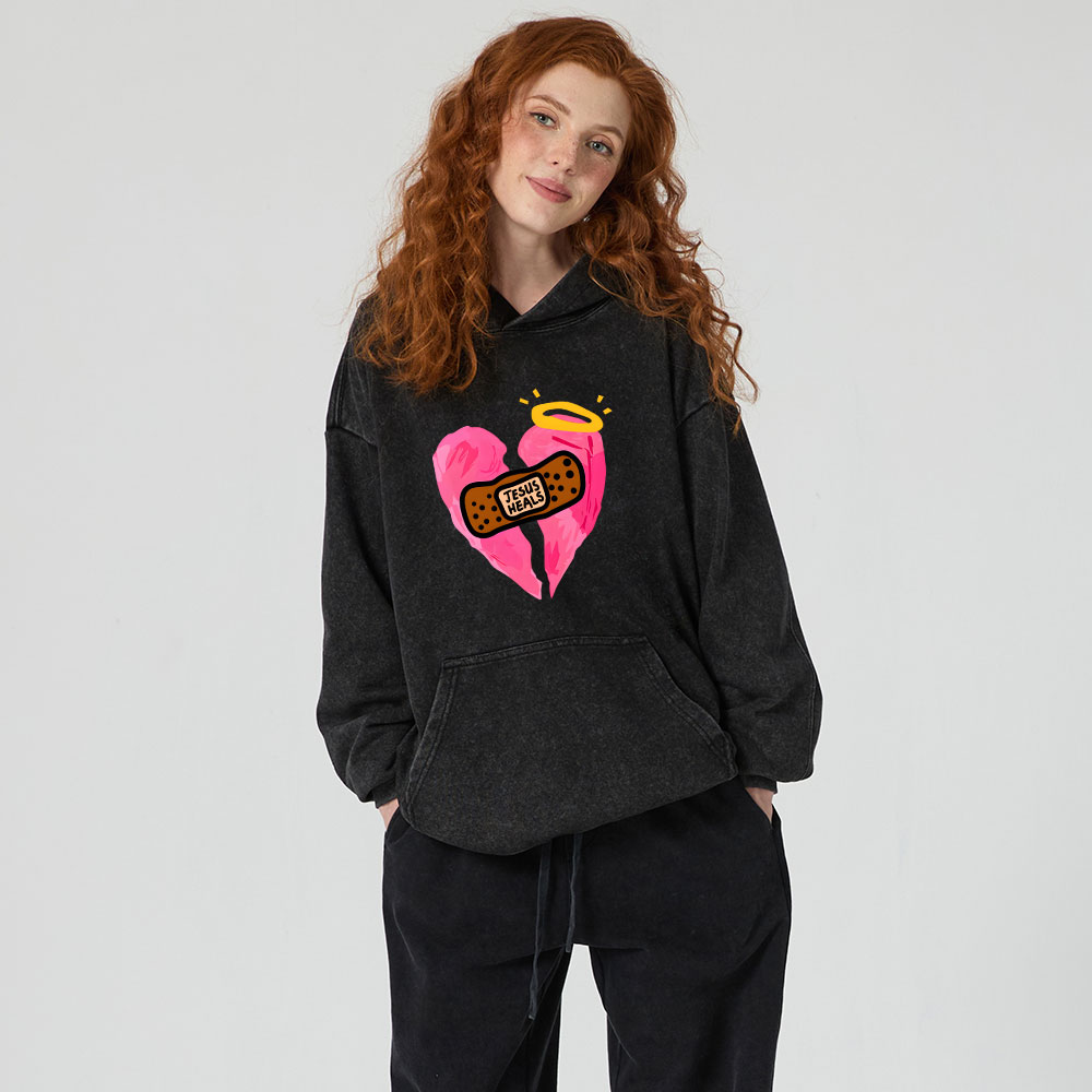 Jesus Heals Christian Washed Hoodie