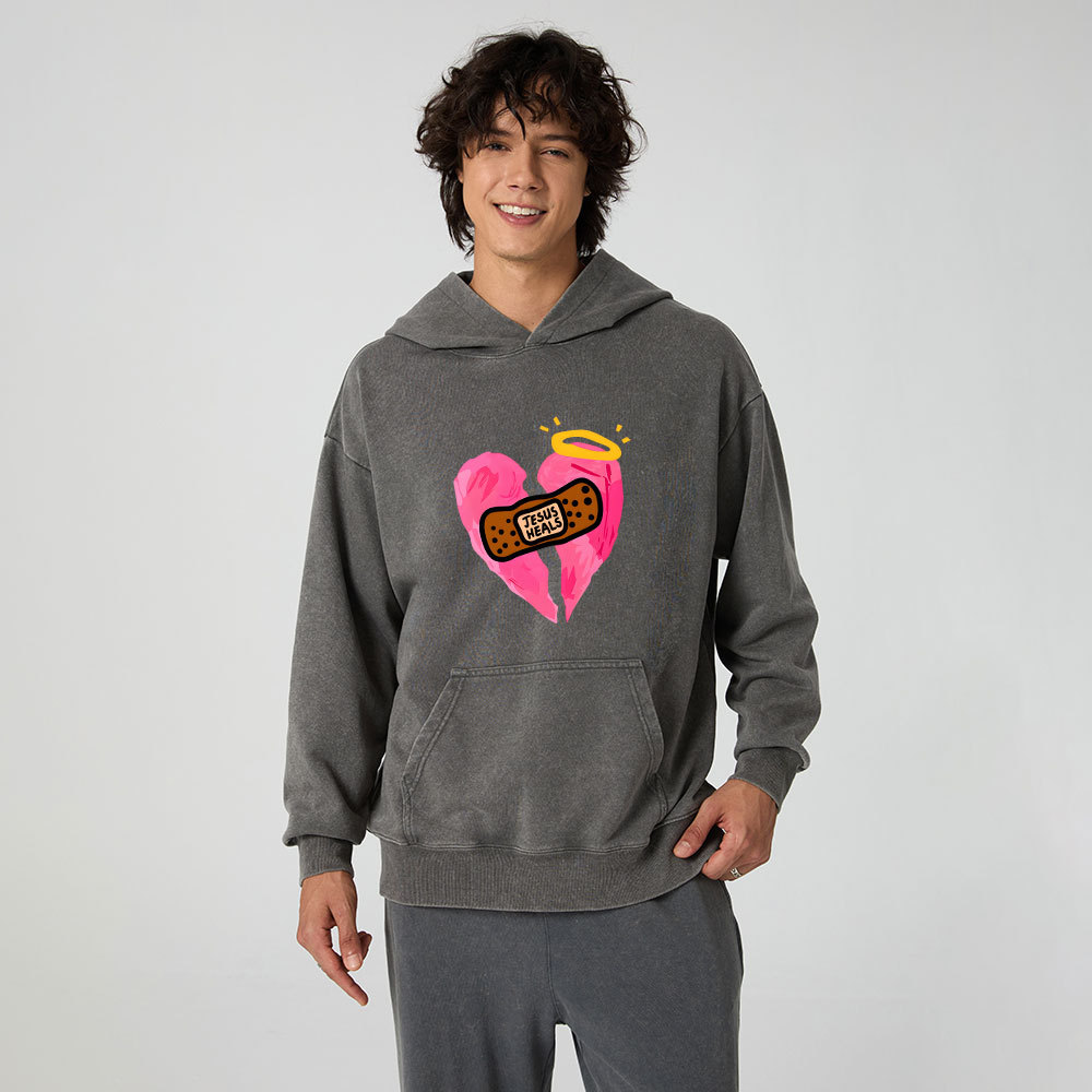 Jesus Heals Christian Washed Hoodie
