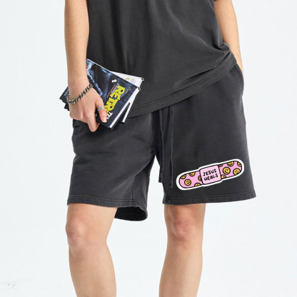 Jesus Heals Christian Washed Shorts