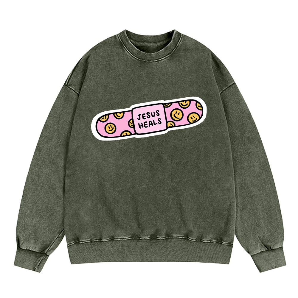 Jesus Heals Christian Washed Sweatshirt
