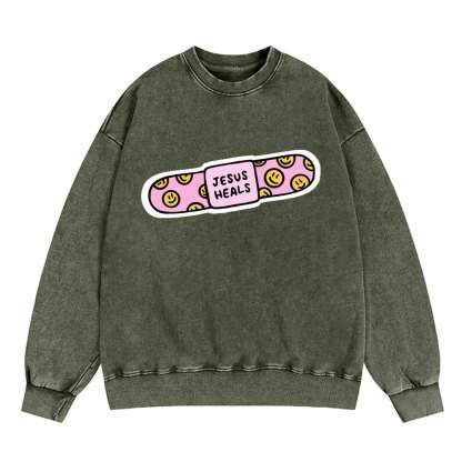 Jesus Heals Christian Washed Sweatshirt