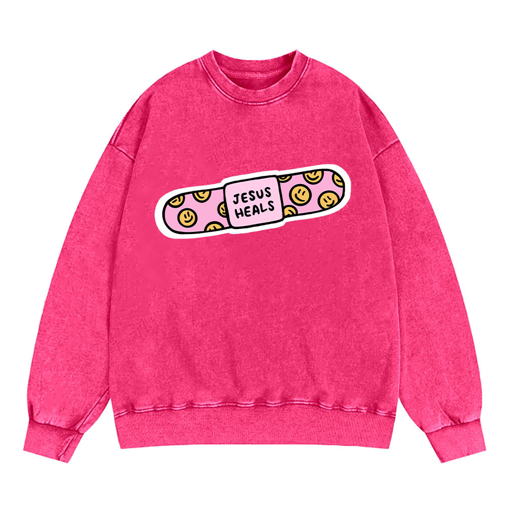 Jesus Heals Christian Washed Sweatshirt