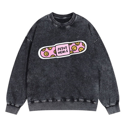 Jesus Heals Christian Washed Sweatshirt