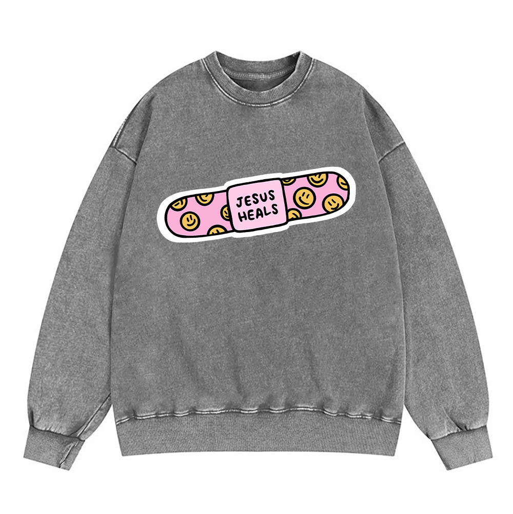 Jesus Heals Christian Washed Sweatshirt