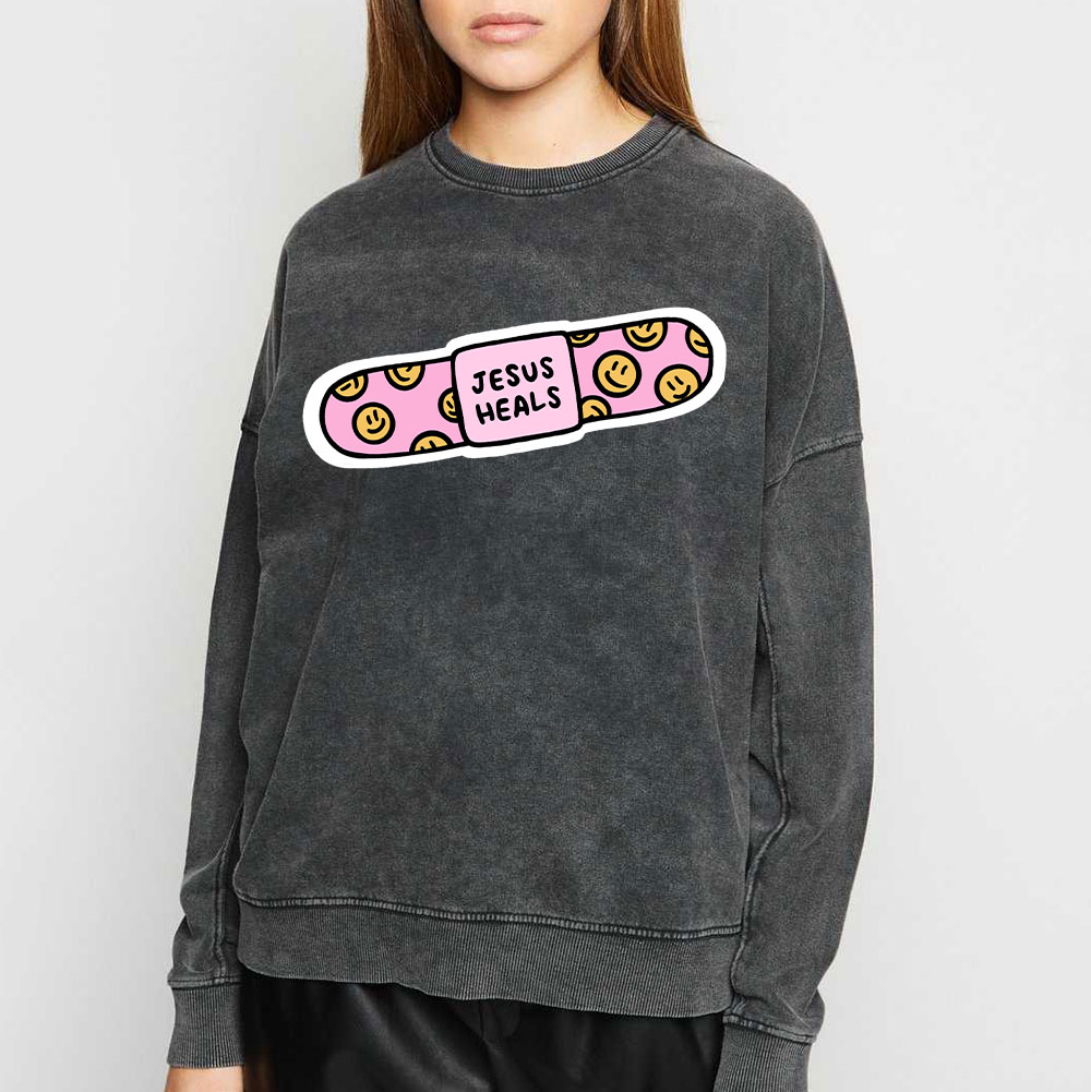 Jesus Heals Christian Washed Sweatshirt
