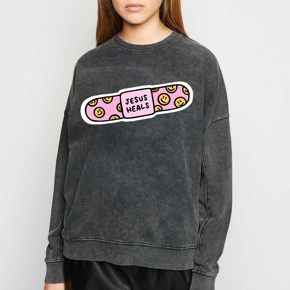 Jesus Heals Christian Washed Sweatshirt