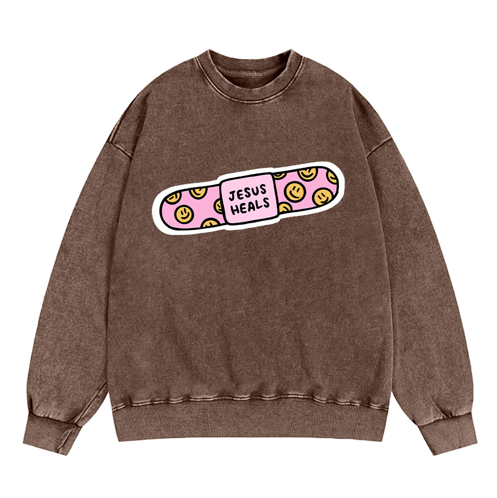 Jesus Heals Christian Washed Sweatshirt