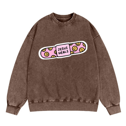 Jesus Heals Christian Washed Sweatshirt