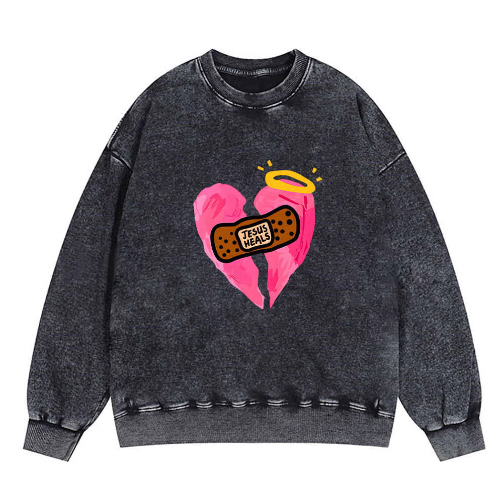 Jesus Heals Christian Washed Sweatshirt