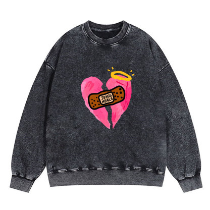 Jesus Heals Christian Washed Sweatshirt