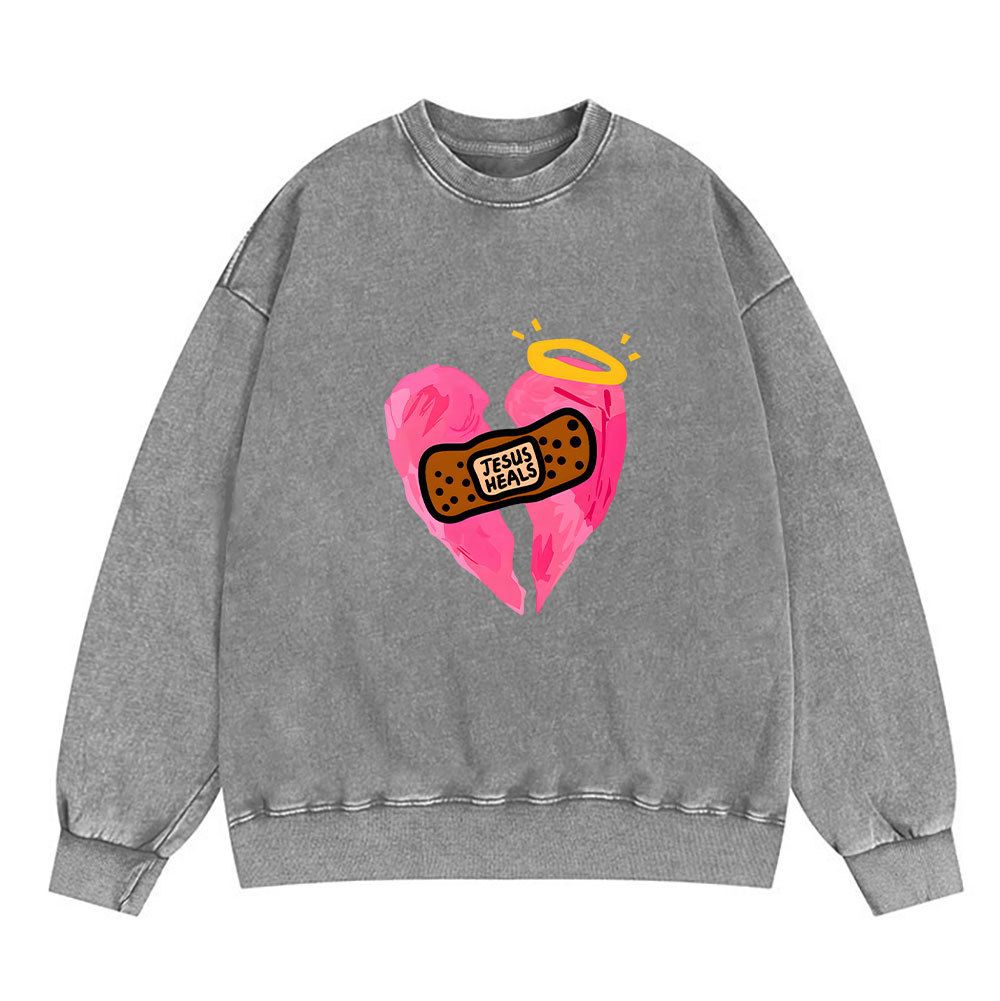 Jesus Heals Christian Washed Sweatshirt