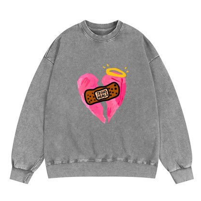 Jesus Heals Christian Washed Sweatshirt