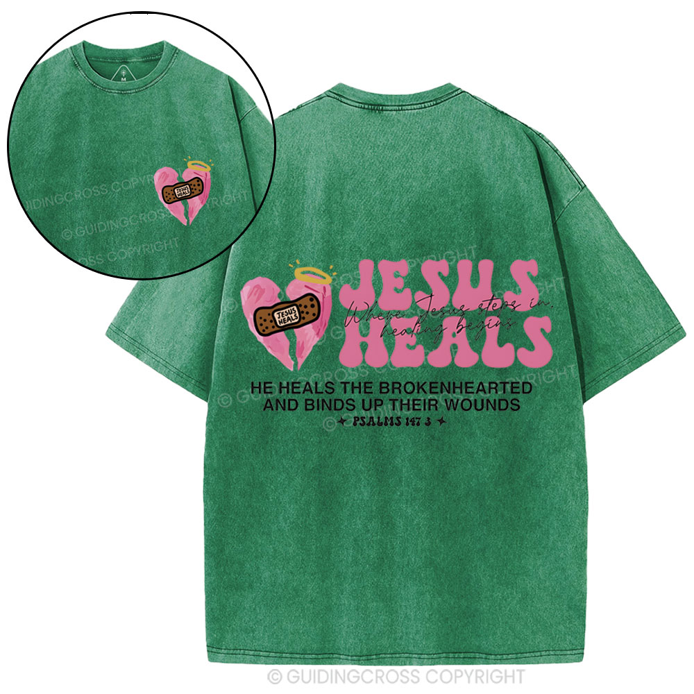 Jesus Heals Christian Washed T-Shirt