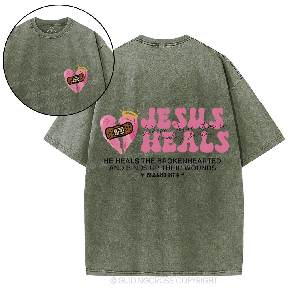 Jesus Heals Christian Washed T-Shirt
