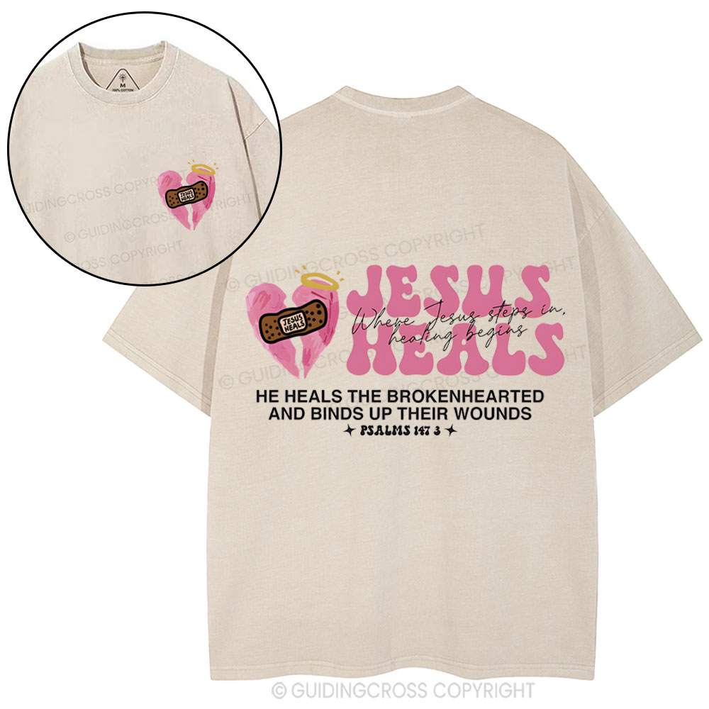 Jesus Heals Christian Washed T-Shirt