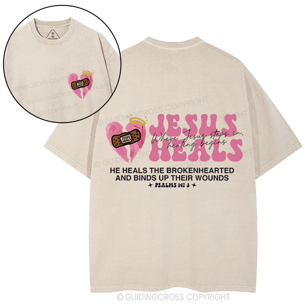 Jesus Heals Christian Washed T-Shirt