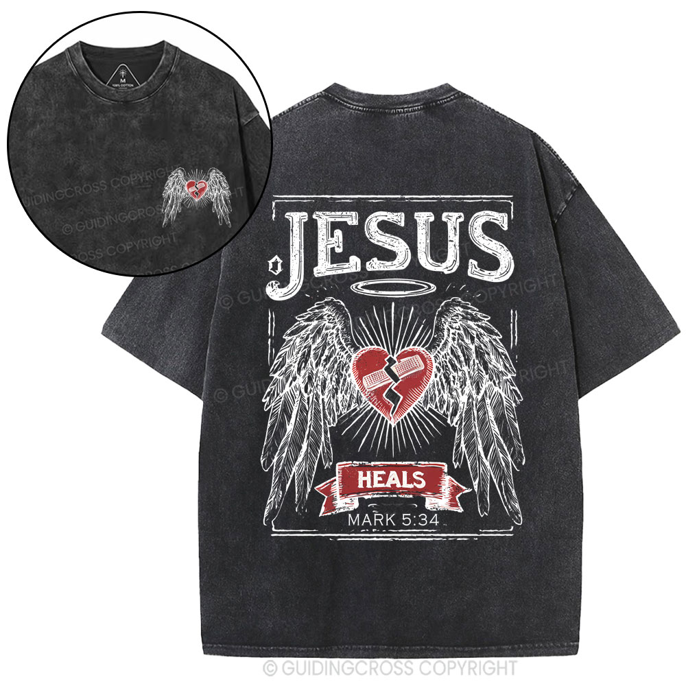 Jesus Heals Christian Washed T-Shirt